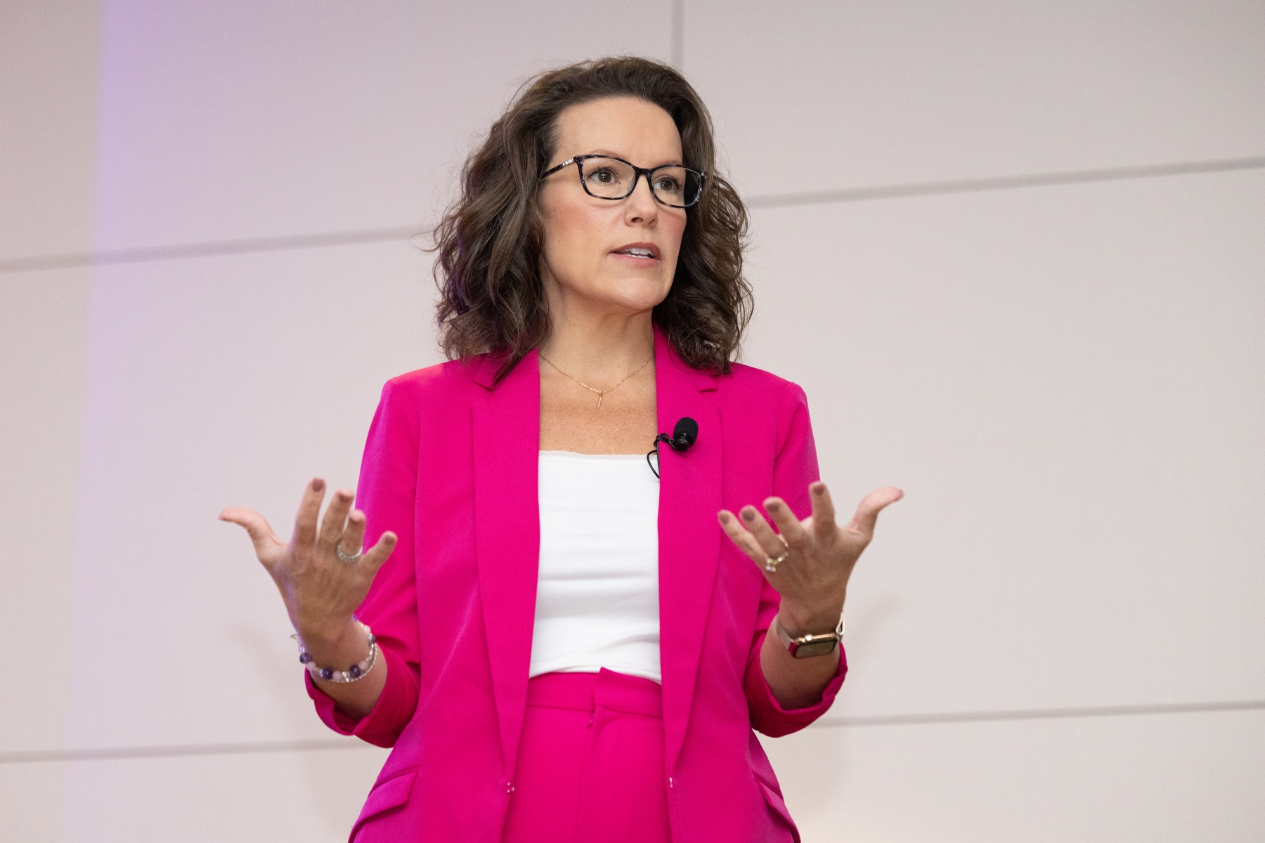 Renee Funk, keynote speaker, on stage