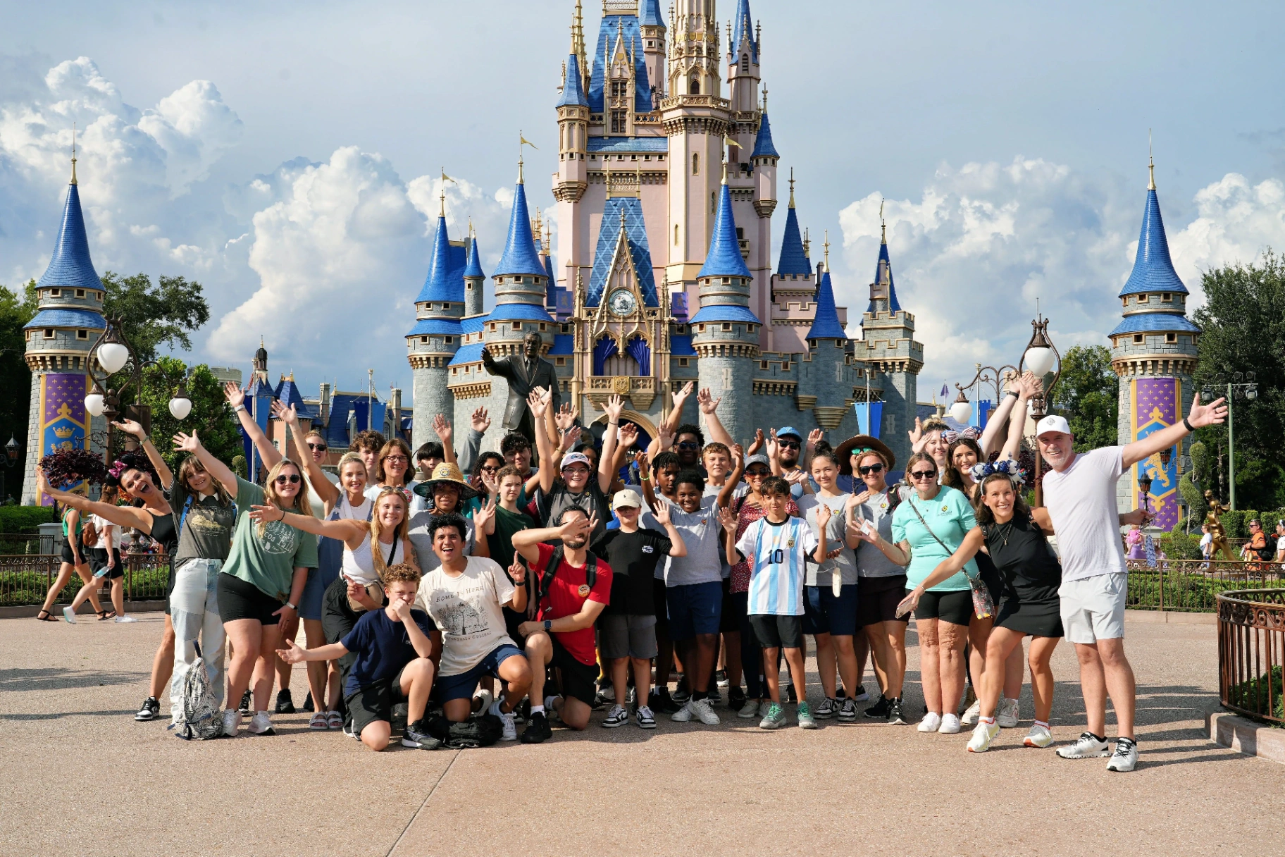 Renee and Jeffrey Funk with Edgewood Children's Ranch kids at Magic Kingdom