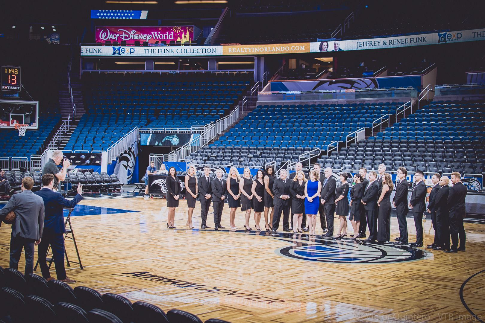 The Funk Collection team on the Orlando Magic court for an exclusive agent activation.