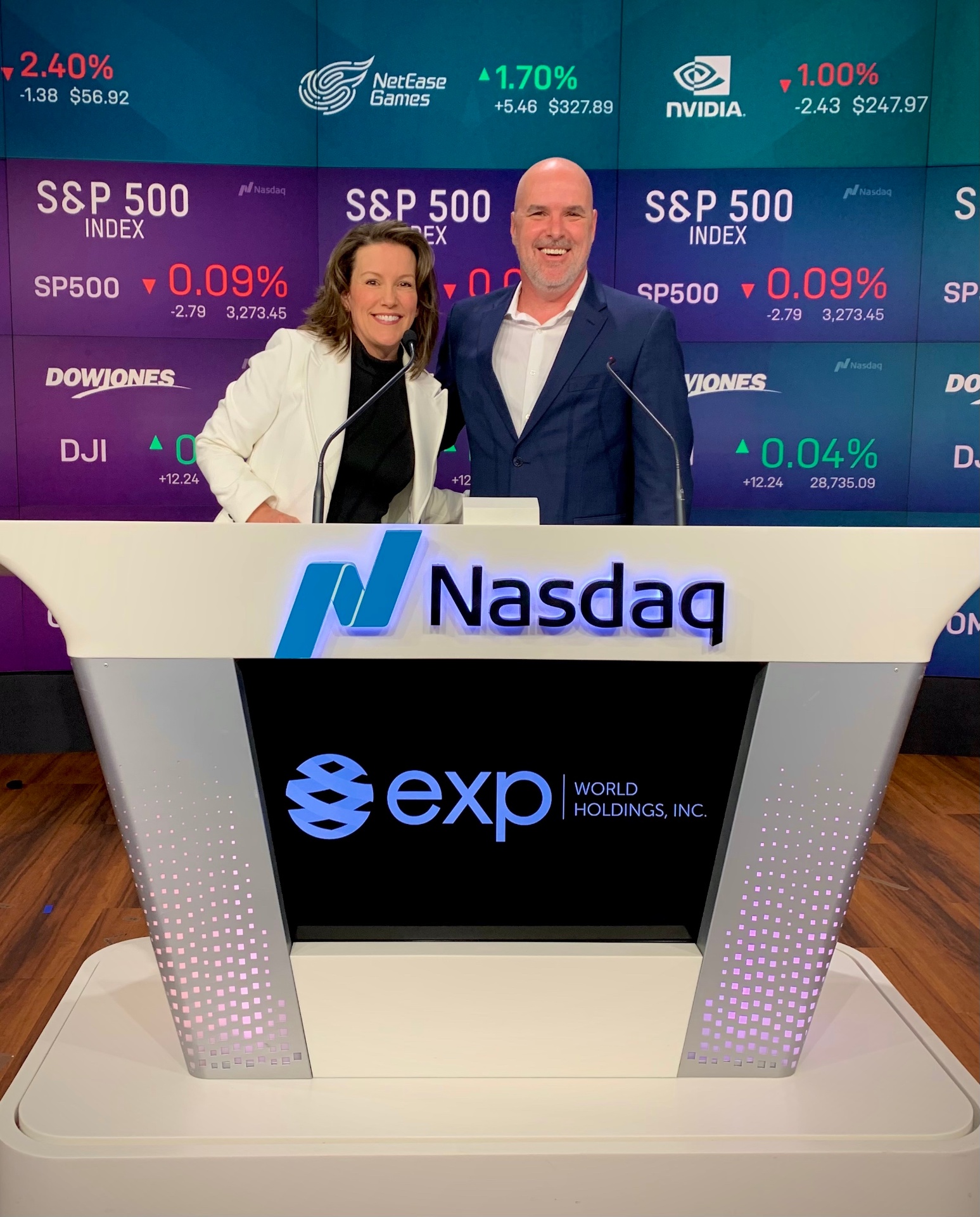 Renee Funk on the NASDAQ podium